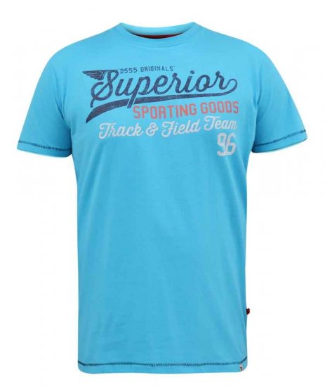 D555 Rushden Superior Printed T-Shirt Turquoise - T-shirts - Stora T-shirts - 2XL-14XL