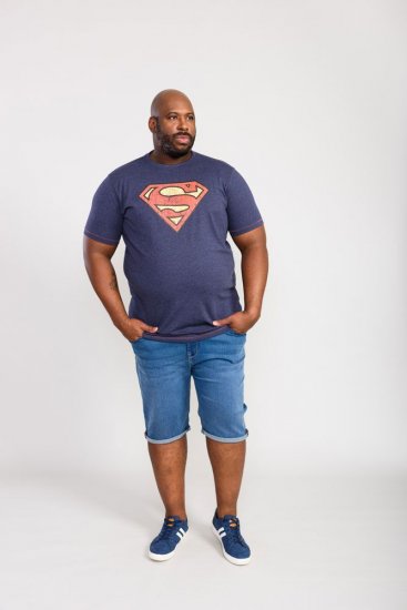 D555 Scampton Official Superman Printed T-Shirt Navy - T-shirts - Stora T-shirts - 2XL-14XL