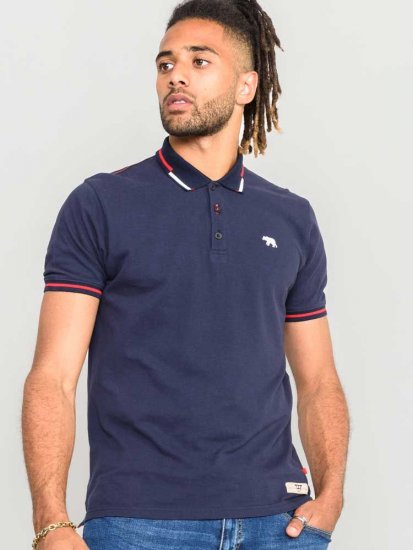 D555 Sloane Polo Shirt With Chest Embroidery Navy - Pikétröjor - Stora pikétröjor - 2XL-8XL