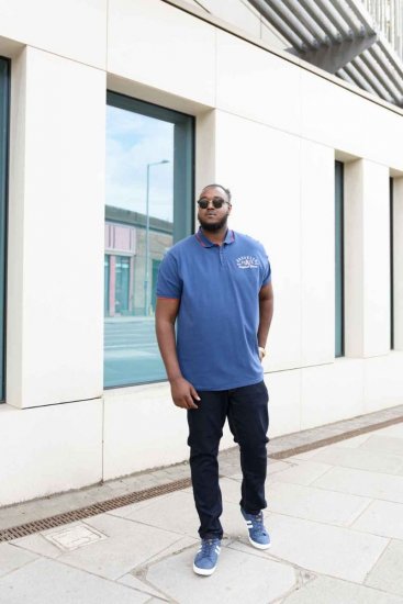 D555 Canning Chest Embroidery Polo Shirt Denim - Pikétröjor - Stora pikétröjor - 2XL-8XL