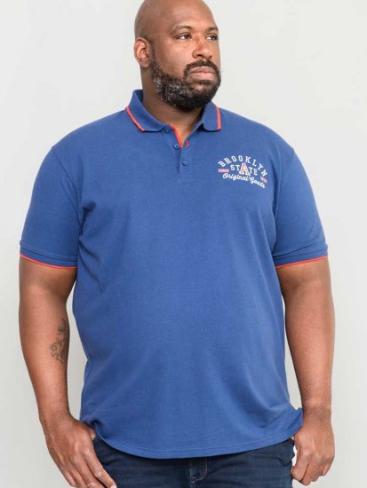 D555 Canning Chest Embroidery Polo Shirt Denim - Pikétröjor - Stora pikétröjor - 2XL-8XL
