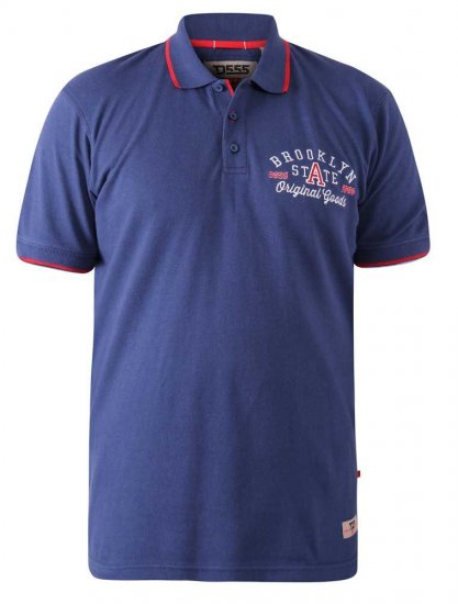 D555 Canning Chest Embroidery Polo Shirt Denim - Pikétröjor - Stora pikétröjor - 2XL-8XL