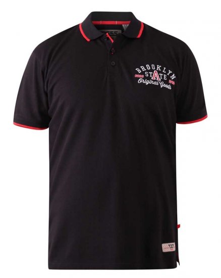 D555 Canning Chest Embroidery Polo Shirt Black - Pikétröjor - Stora pikétröjor - 2XL-8XL
