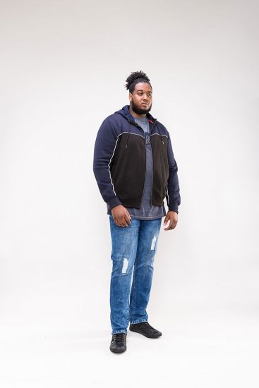 D555 Vincent Full Zip Hoody With Chest And Sleeve Piping Detail - Tröjor & hoodies - Stora hoodies & tröjor - 2XL-14XL