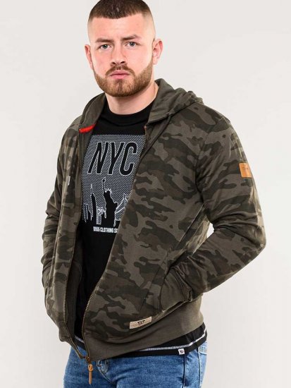 D555 Antonio Camo Printed Zip Through Hoody - Tröjor & hoodies - Stora hoodies & tröjor - 2XL-14XL