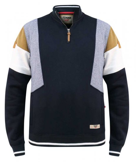 D555 Kenington Cut And Sew Half Zipper Sweatshirt - Tröjor & Hoodies - Stora hoodies & tröjor - 2XL-14XL