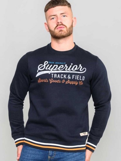 D555 Marlow Printed Crew Neck Sweatshirt Navy - Tröjor & hoodies - Stora hoodies & tröjor - 2XL-14XL