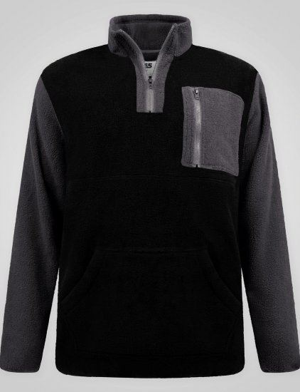 D555 Daly Quarter Zip Fleece Sweatshirt Svart/Grå - Tröjor & hoodies - Stora hoodies & tröjor - 2XL-14XL