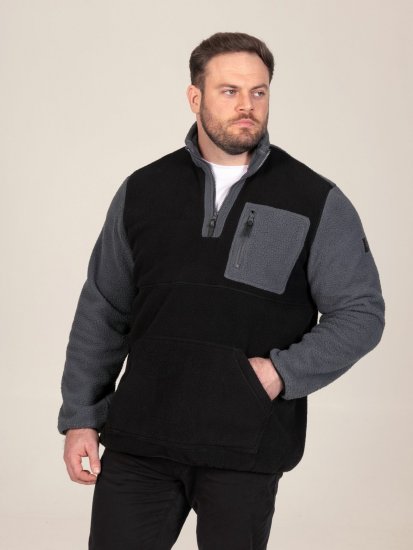 D555 Daly Quarter Zip Fleece Sweatshirt Svart/Grå - Tröjor & hoodies - Stora hoodies & tröjor - 2XL-14XL