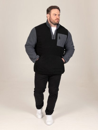 D555 Daly Quarter Zip Fleece Sweatshirt Svart/Grå - Tröjor & hoodies - Stora hoodies & tröjor - 2XL-14XL