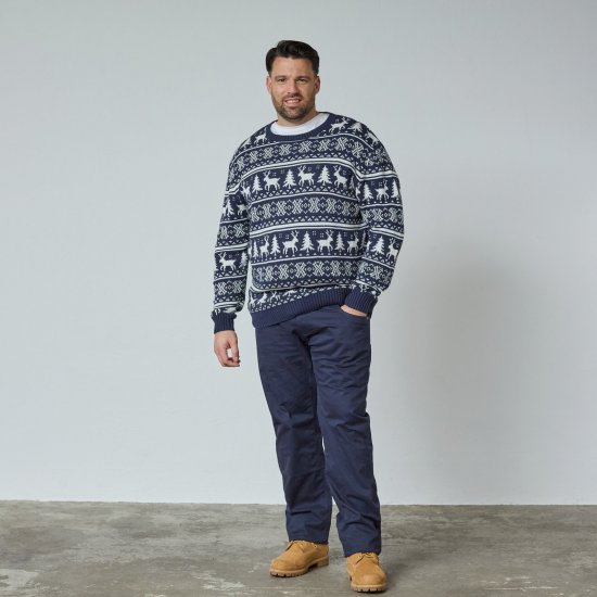 North Latitude 63144 Fjell Reindeer Knit Mörkblå - Tröjor & hoodies - Stora hoodies & tröjor - 2XL-14XL