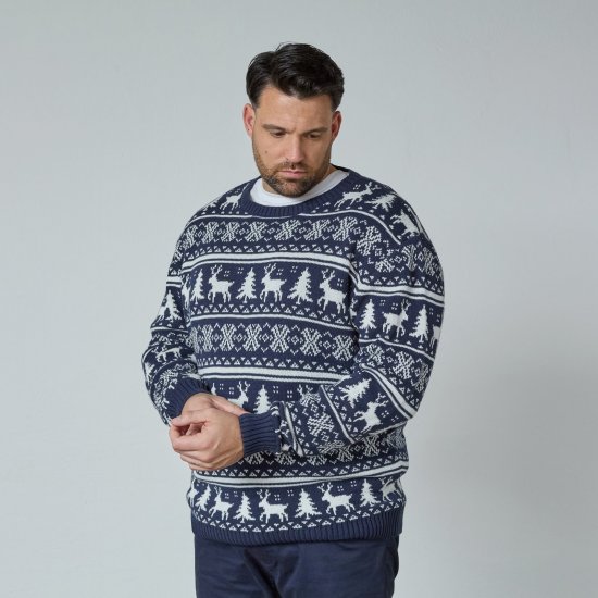 North Latitude 63144 Fjell Reindeer Knit Mörkblå - Tröjor & hoodies - Stora hoodies & tröjor - 2XL-14XL