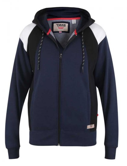 D555 Silverton Contrast Panneled Hoodie Navy - Tröjor & hoodies - Stora hoodies & tröjor - 2XL-14XL