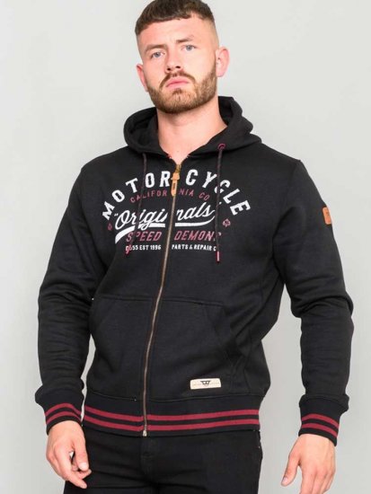 D555 Patrick Full Zip Hoody With 'Motorcycle' Chest Print - Tröjor & hoodies - Stora hoodies & tröjor - 2XL-14XL