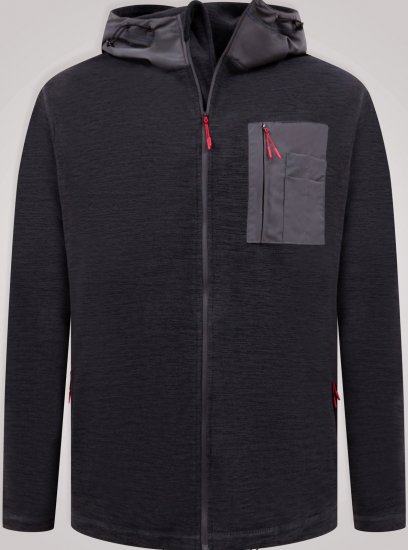 D555 Damien Micro Fleece Zip Through Hoody Svart/Grå - Tröjor & hoodies - Stora hoodies & tröjor - 2XL-14XL