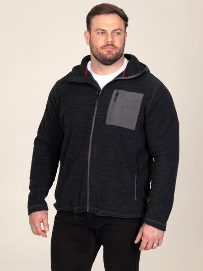 D555 Damien Micro Fleece Zip Through Hoody Svart/Grå - Tröjor & hoodies - Stora hoodies & tröjor - 2XL-14XL