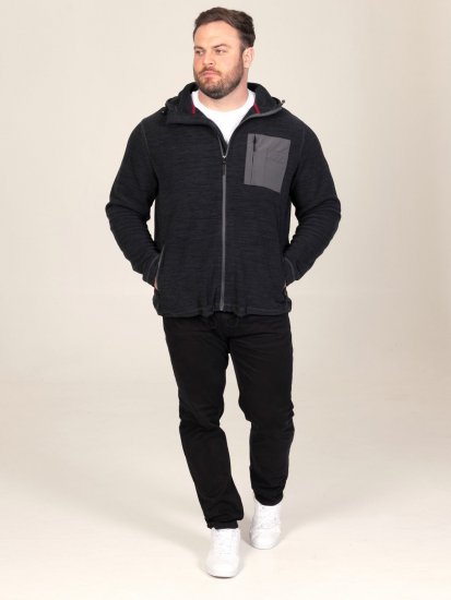 D555 Damien Micro Fleece Zip Through Hoody Svart/Grå - Tröjor & hoodies - Stora hoodies & tröjor - 2XL-14XL