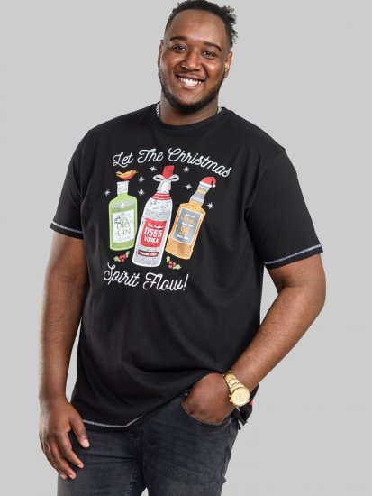 D555 SPIRIT Christmas Spirit Printed T-Shirt Black - T-shirts - Stora T-shirts - 2XL-14XL