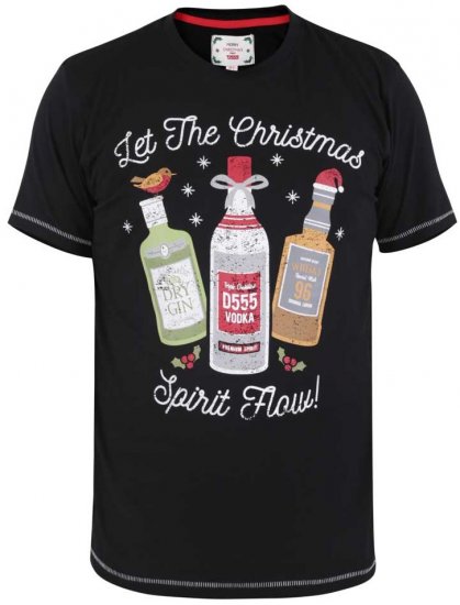 D555 SPIRIT Christmas Spirit Printed T-Shirt Black - T-shirts - Stora T-shirts - 2XL-14XL