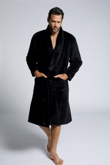 JP1880 Bathrobe with Spacious Patch Pockets Black - Underkläder & badkläder - Stora underkläder för män