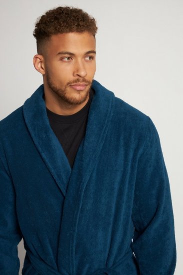 JP1880 Bathrobe Terry Navy - Morgonrockar/badrockar/handdukar - Morgonrockar/badrockar för herrar i stora storlekar