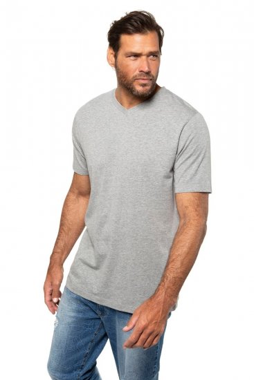 JP1880 702415 T-shirt med V-ringning Gråmelerad - T-shirts - Stora T-shirts - 2XL-14XL