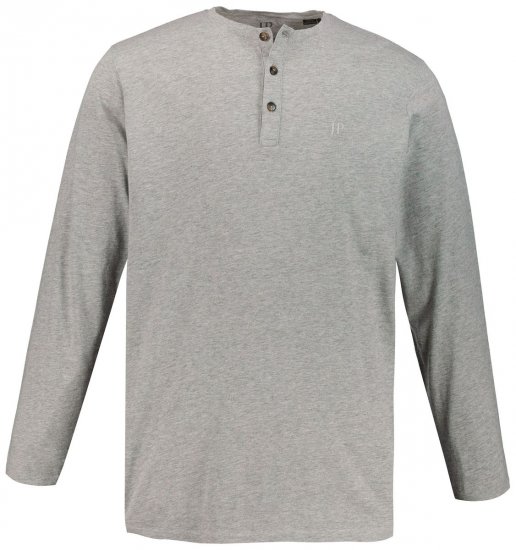JP1880 702555 Långärmad henleytröja Gråmelerad - T-shirts - Stora T-shirts - 2XL-14XL