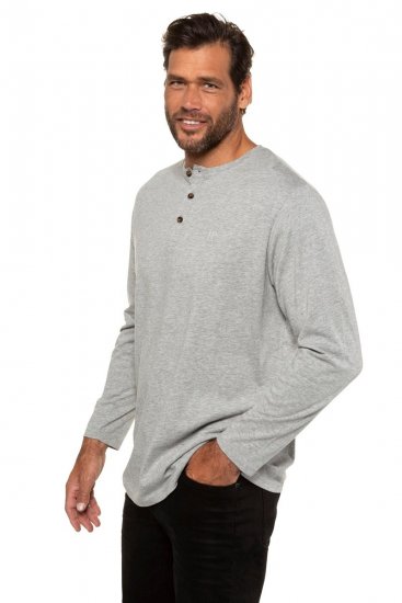 JP1880 702555 Långärmad henleytröja Gråmelerad - T-shirts - Stora T-shirts - 2XL-14XL
