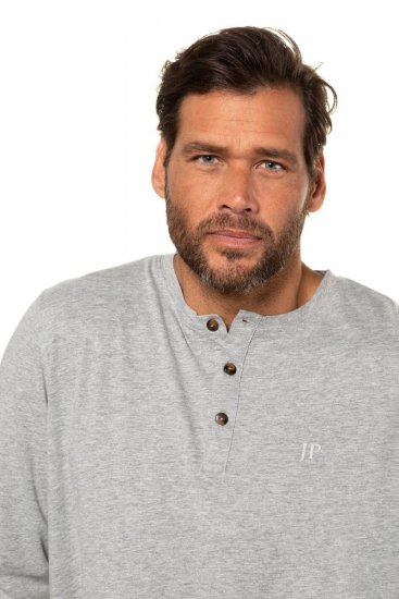 JP1880 702555 Långärmad henleytröja Gråmelerad - T-shirts - Stora T-shirts - 2XL-14XL