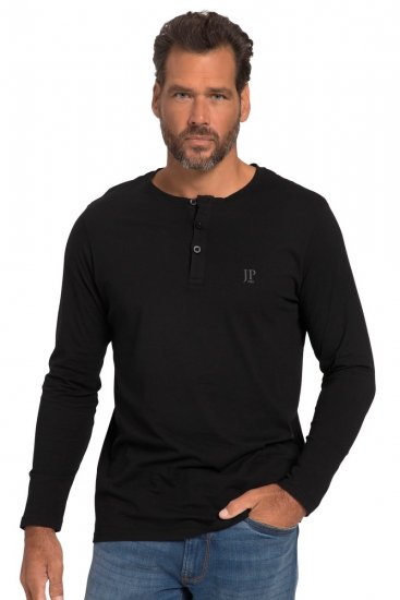 JP1880 702555 Långärmad henleytröja Svart - T-shirts - Stora T-shirts - 2XL-14XL