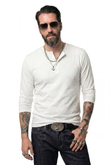 JP1880 702555 Långärmad henleytröja Vit - T-shirts - Stora T-shirts - 2XL-14XL