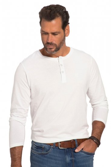 JP1880 702555 Långärmad henleytröja Vit - T-shirts - Stora T-shirts - 2XL-14XL