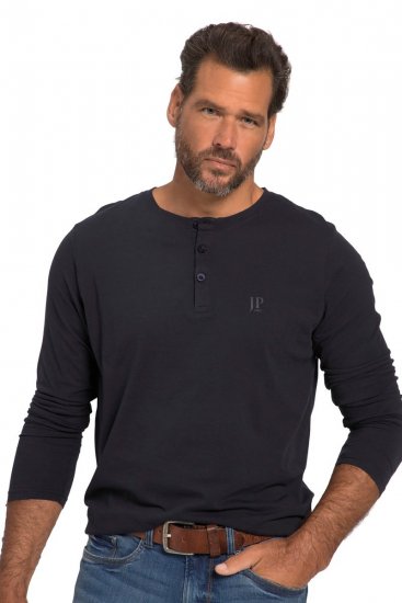 JP1880 702555 Långärmad henleytröja Mörkblå - T-shirts - Stora T-shirts - 2XL-14XL