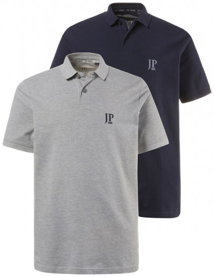 JP1880 704317 Pikétröja 2-pack Mörkblå/Gråmelerad - Pikétröjor - Stora pikétröjor - 2XL-8XL
