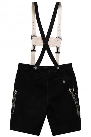 JP1880 Genuine Leather Traditional Lederhosen Shorts Black - Shorts - Stora shorts W40-W60