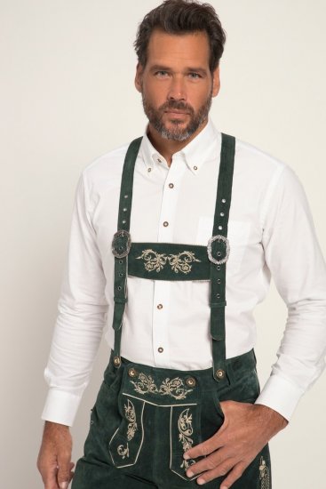 JP1880 Genuine Leather Traditional Lederhosen Shorts Green - JP1880 - JP1880 Herrkläder Plus Size