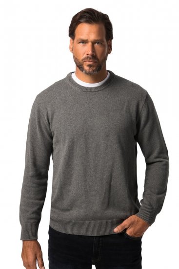 JP1880 708261 Stickad tröja med rund hals Gråmelerad - Tröjor & hoodies - Stora hoodies & tröjor - 2XL-14XL