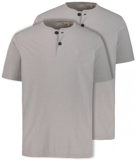 JP1880 708420 Henley t-shirt 2-pack Gråmelerad - T-shirts - Stora T-shirts - 2XL-14XL