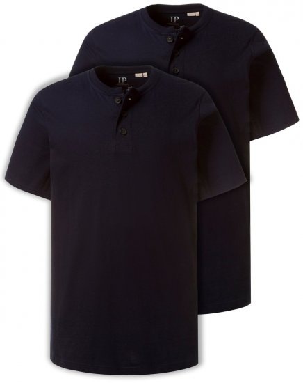 JP1880 708420 Henley t-shirt 2-pack Mörkblå - T-shirts - Stora T-shirts - 2XL-14XL