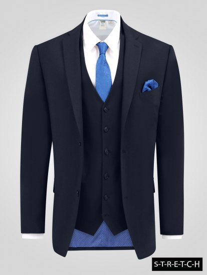 D555 Ted 4 Way Stretch Tailored Suit Jacket Mörkblå - Kostymer och kavajer - Kostymer i stora storlekar