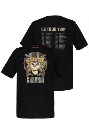 JP1880 Guns N’ Roses Skull Comfort Fit Band T-Shirt Black - T-shirts - Stora T-shirts - 2XL-14XL