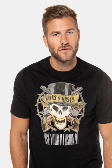JP1880 Guns N’ Roses Skull Comfort Fit Band T-Shirt Black - T-shirts - Stora T-shirts - 2XL-14XL