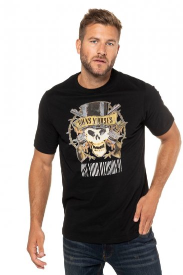 JP1880 Guns N’ Roses Skull Comfort Fit Band T-Shirt Black - T-shirts - Stora T-shirts - 2XL-14XL