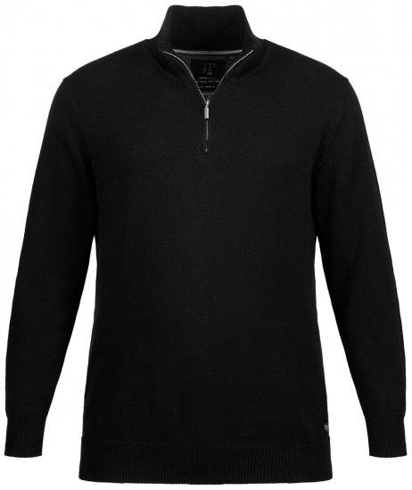 JP1880 716842 Stickad tröja med dragkedja i kragen Svart - Tröjor & hoodies - Stora hoodies & tröjor - 2XL-14XL