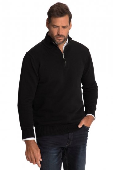JP1880 716842 Stickad tröja med dragkedja i kragen Svart - Tröjor & hoodies - Stora hoodies & tröjor - 2XL-14XL