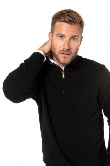JP1880 716842 Stickad tröja med dragkedja i kragen Svart - Tröjor & hoodies - Stora hoodies & tröjor - 2XL-14XL
