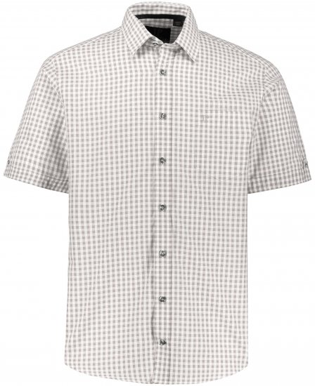 JP1880 Modern Fit Check Print Short Sleeve Shirt Grey - Skjortor - Stora skjortor - 2XL-8XL