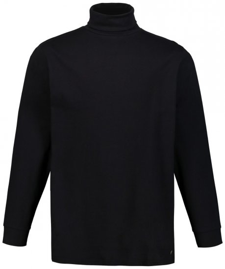 JP1880 723303 Långärmad tröja med polokrage Svart - Tröjor & hoodies - Stora hoodies & tröjor - 2XL-14XL