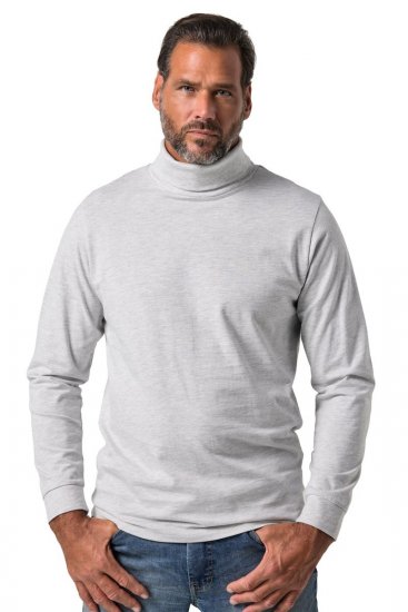 JP1880 723303 Långärmad tröja med polokrage Naturmelerad TALL - TALL T-shirts - T-Shirts för Långa Män