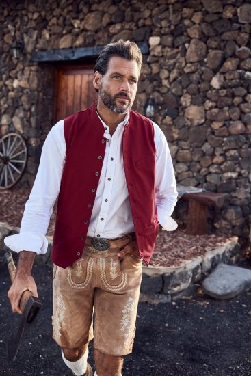 JP1880 Premium Goat Suede Staghorn Embroidery Shorts Leather Brown - Shorts - Stora shorts W40-W60